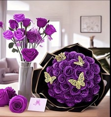 Ramo de Rosas Eternas con Brillantina 36 Pcs