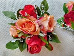 Hand Made wrist Corsage and boutonniere Set
