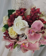 Wedding Bouquet of Phalaenopsis Orchids and Roses Faux Silk Bouquet