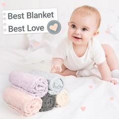 5 Pcs Manta Bebe Corazones Suave Regalo Recien Nacido 30×40 Beige Gris Azul Rosa