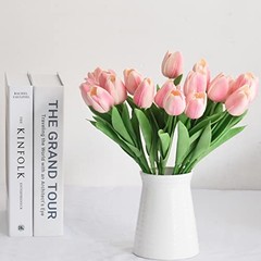 20pcs Artificial Tulips Flowers Fake Faux PU Tulip Bouquet Real Light Pink 20