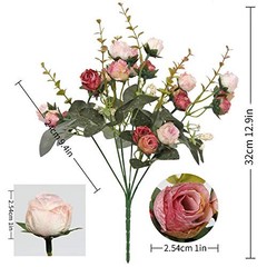 21 Heads Silk Rose Bouquet Artificial Flowers Mini Rose for DIY Wedding Pink