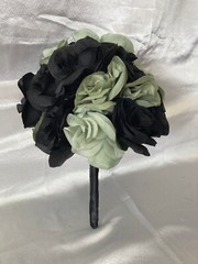 Wedding Bouquet Set, Black, Green Flower Package, 11 Pieces