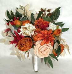 RinLong Fall Wedding Bouquet – About 16″ Tall – Marriage Artificial Flowers