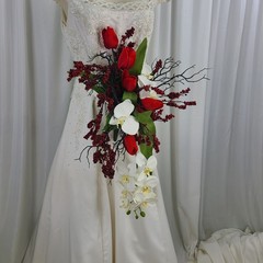 Orchids and Tulips Contemporary Faux Cascade Wedding Bouquet