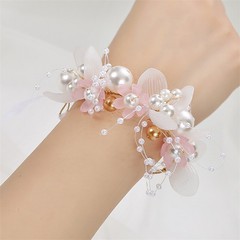 Wrist Corsage Bracelet Bridesmaid Hand Flower Wedding Party Prom Band Decor