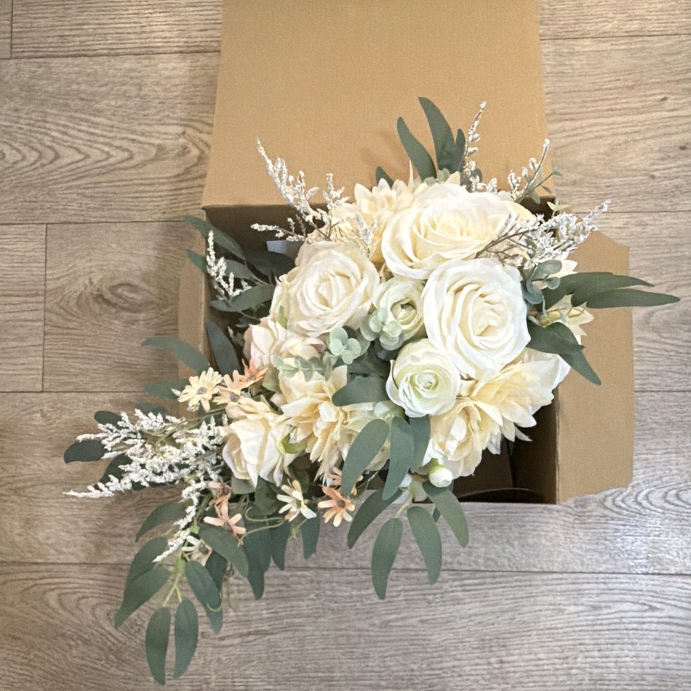 Ansofi Bridal Bouquet Artificial Flowers Silk Rose