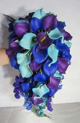 Peacock Royal Blue Purple Turquoise Calla Lily Bridal Wedding Bouquet Accessorie