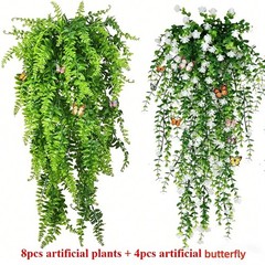 8pcs Artificial Plant Fake Eucalyptus Fern Hanging Flowe Vine Garden Home Decor