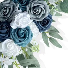 Boho Dusty Rose Blue Wedding Arch Flowers Kit Eucalyptus Garland Drapes Set