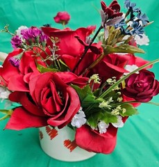 Red Roses White Flowers Valentine’s Day Love Bouquet Hand Crafted Made