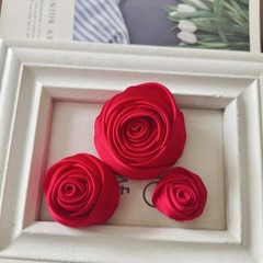5pcs Satin Ribbon Rose Flowers DIY Wedding Bridal Bouquet Dress Decor