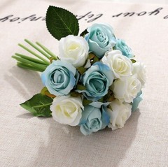 12 Head Artificial Silk Rose Bridal Bouquet Party Home Wedding Decor Cozy Winter