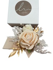 Ling’s Moment Pocket Boutonniere Single Men Groom for Wedding White Beige