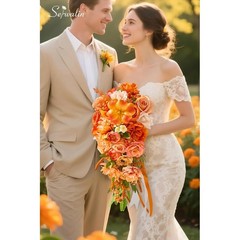 Silk Flower Bouquet Wedding Elegant Bridal & Bridesmaid Arrangement Faux Roses