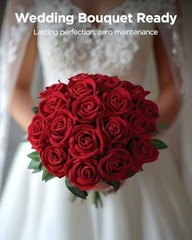 Pcs Roses Artificial Flowers, Fake Velvet Silk Rose Bulk Faux Flower 50 Red