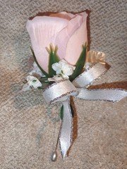 NEW 7″ Artificial Pink Rosettes Wrist Corsage & Matching Bout Pearls Rhinestones