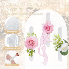 12 Pieces Corsage Wristlet Bracelets Slap Corsage Band Floral Slaplets Wedding B