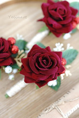 1 pc Ivory Rose Men Boutonniere for Wedding Groom Groomsmen Artificial Flowers B