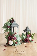 6Pack 2ft Burgundy Artificial Flowers Garland Marsala & Blush Lantern Flower