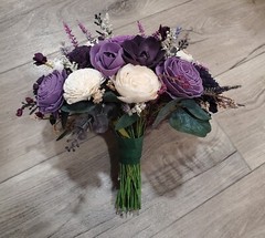 Plum Bridal Sola Wood Bouquet Custom Purple Wedding Flowers Moody Bridesmaid