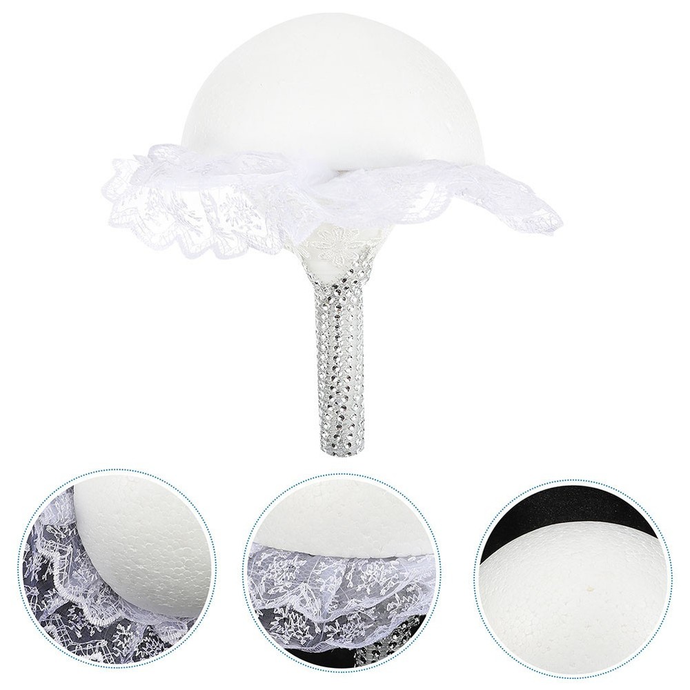 3Pcs Flower Bouquet Holders Wedding Foam Handle Lace DIY Use