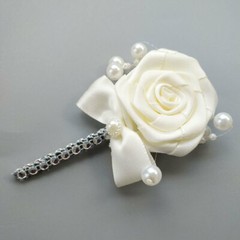 Luxury Ivory Crystals Artificial Roses Wedding Bridal Bouquet Bride Hand Flower