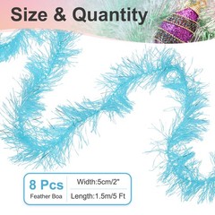 5Ft Feather Boa, 8 Pcs Artificial Fluffy Feather Boas, Sky Blue