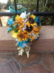 WEDDING FLOWERS BOUQUETS Decorations Sunflowers teal turquoise sale thru 9/1