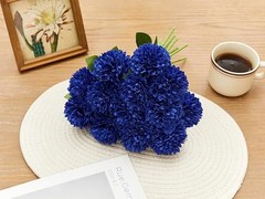 12 Pcs Artificial Chrysanthemums Flowers Ball Flower Fake Mums 12 Pieces Blue