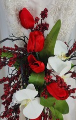 Orchids and Tulips Contemporary Faux Cascade Wedding Bouquet