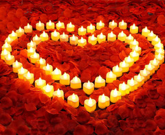 Rose Petals and Candles Set, 6000 Pieces Fake Rose Petals and 72 Pieces Heart Ca