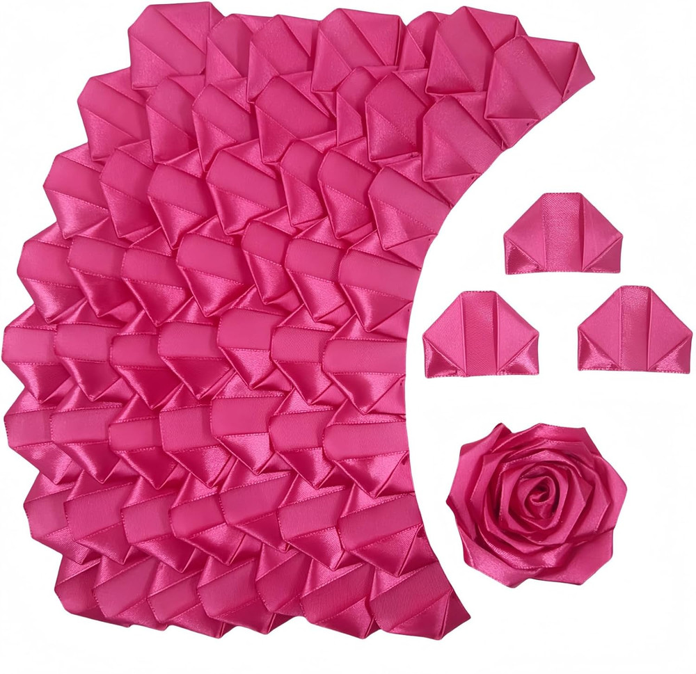 300Pcs Premade Satin Ribbon Rose Petals Half-Finished for Eternal Rose DIY Ramos
