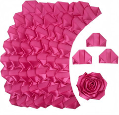 300Pcs Premade Satin Ribbon Rose Petals Half-Finished for Eternal Rose DIY Ramos