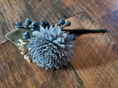 16PC Dusty Blue Navy Wedding Flowers Sola Wood Bridal Bouquet Bridesmaid Groom