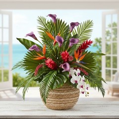 Purple Calla Lily Bundle Five Stem Faux Floral Arrangement Wedding Bouquet Cente