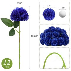 12 Pcs Artificial Chrysanthemums Flowers Ball Flower Fake Mums 12 Pieces Blue