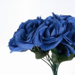 ROYAL BLUE 12″ tall Velvet Roses ARTIFICIAL FLOWERS Bouquet Wedding Decorations