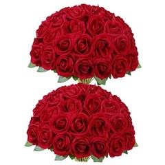 Pcs Artificial Roses Flowers in Bulk, Fake Long Stem Silk Roses for DIY 50 Red