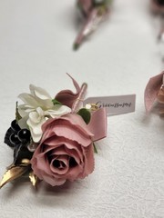 Ling’s Moment Boutonniere Set 6Pc Groom Groomsmen Wedding Artificial Flower