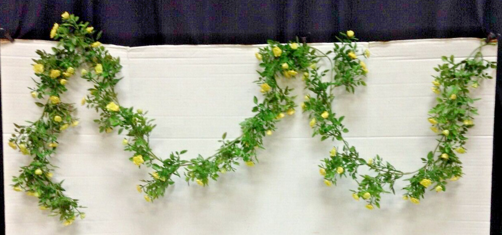 Mini Yellow Rose Floral plastic Garland Spring Summer Wedding Mantel Door 6 foot