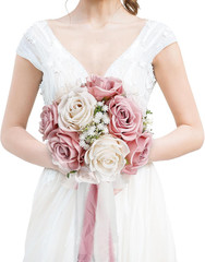Wedding Bouquet for Bride – Premade Simple Artificial Roses Flowers for Bridal S