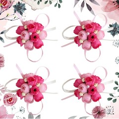 4 Pcs Silk Wedding Wrist Flowers Brooch Flower Ornament for Outdoor Wedding