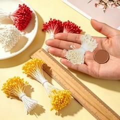 PATIKIL 2.5mm Double Heads Flower Stamen, 340 Pcs 2.5mm, Cream White