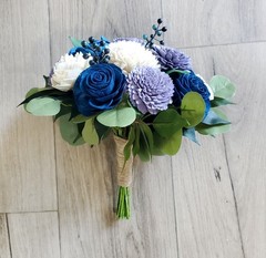 Lavender Navy Blue Bridal Bouquet Sola Wood Bridesmaid Purple Wedding Flowers
