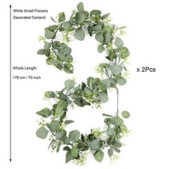 Gypsophila Artificial Eucalyptus Garland – 2 Pack – 5.8Ft Faux Baby Breath White