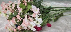 Faux Flower Bouquet – Pink and White Floral Bouquet for Indoor Decoration Flower