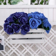 ROYAL BLUE 12″ tall Velvet Roses ARTIFICIAL FLOWERS Bouquet Wedding Decorations
