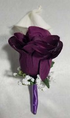 Eggplant Ivory Rose Calla Lily Bridal Wedding Bouquet Accessories