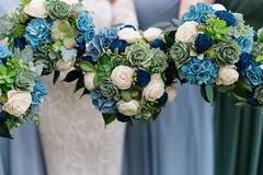 Dusty Blue Sage Bridal Bouquet Hydrangea Succulent Sola Wood Wedding Flowers